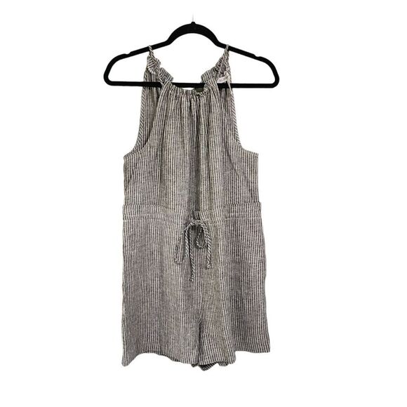 BCBGeneration linen romper black & white striped Sz XS - Picture 1 of 4